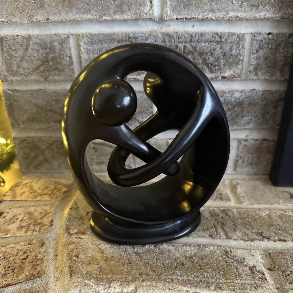 Entwined & Encircled Couple 8" Modern Dark Brown Sculpture Home Decor Gift MCM